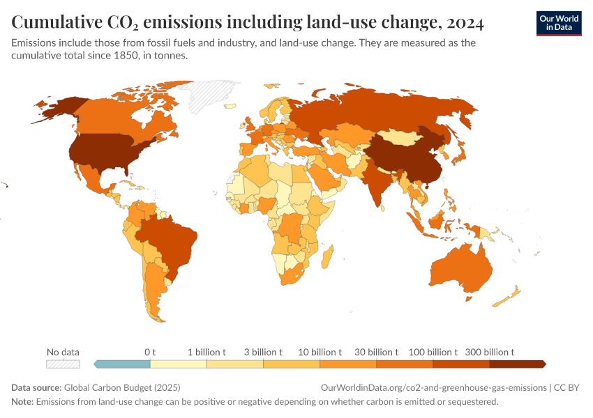 A thumbnail of the "Cumulative CO₂ emissions including land-use change" chart