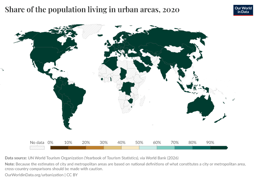 A thumbnail of the "Share of the population living in urban areas" chart