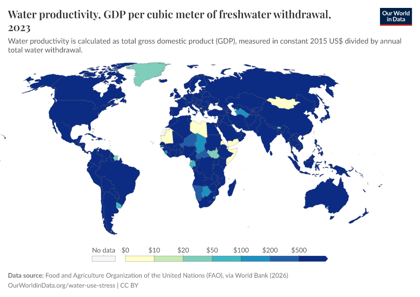 A thumbnail of the "Water productivity, GDP per cubic meter of freshwater withdrawal" chart